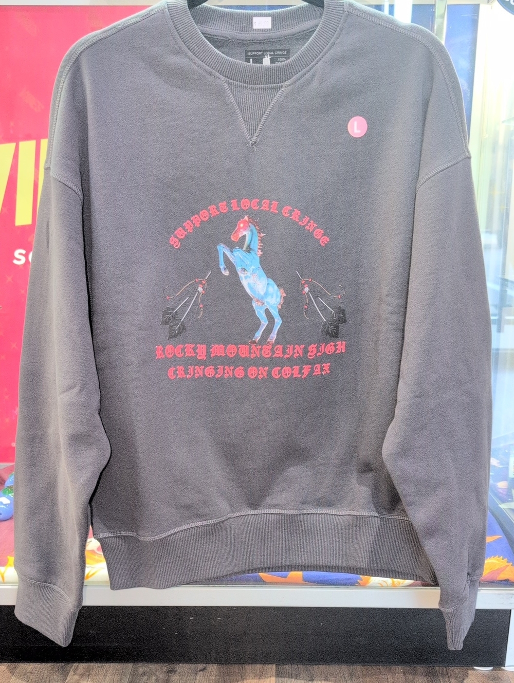Support Local Cringe Streetwear - L Men's Graphic Crewneck Sweatshirt